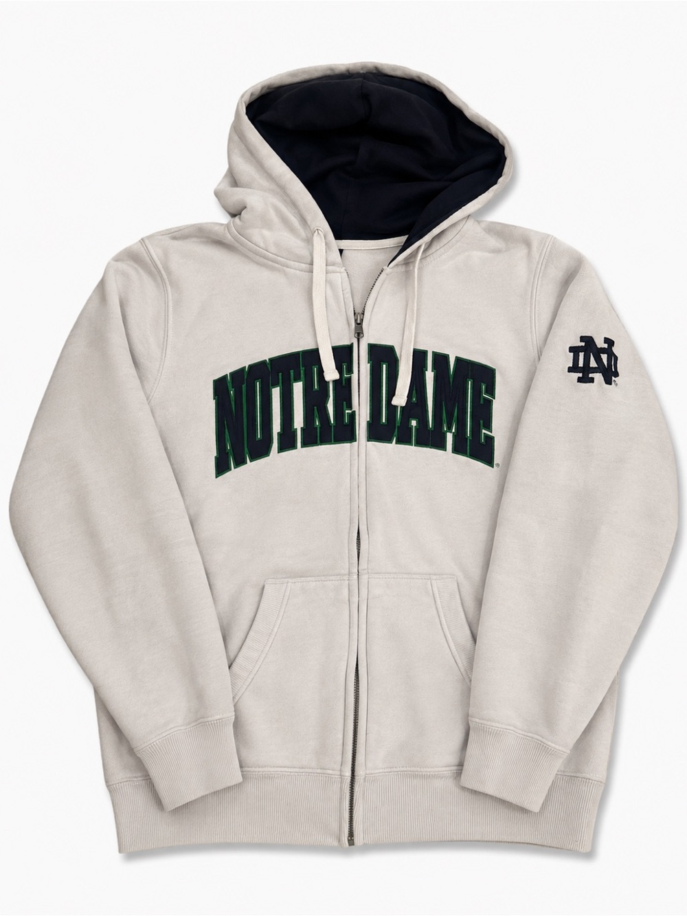 Colosseum Womens Zip-up Hoodie with Green Notre Dame Appliqué